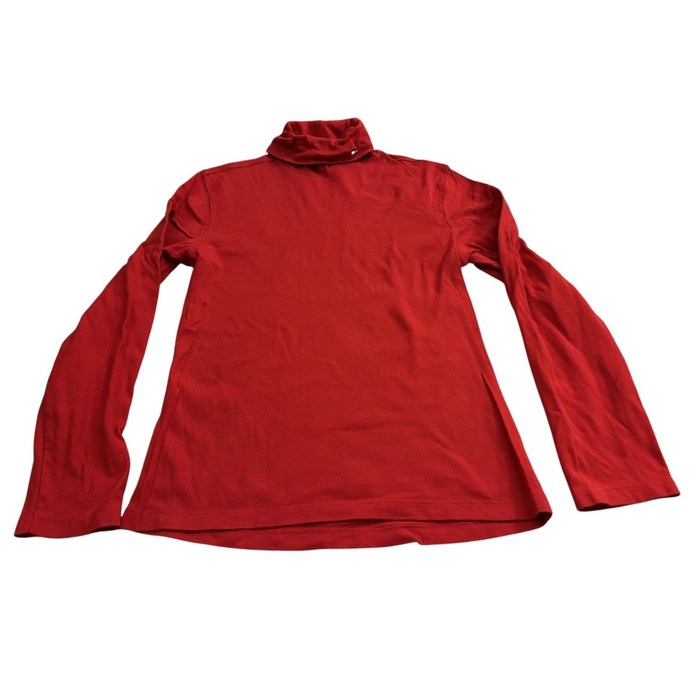 Tommy Hilfiger Jeans Turtleneck Top Womens S‎ Red Excellent Long Sleeve Cotton